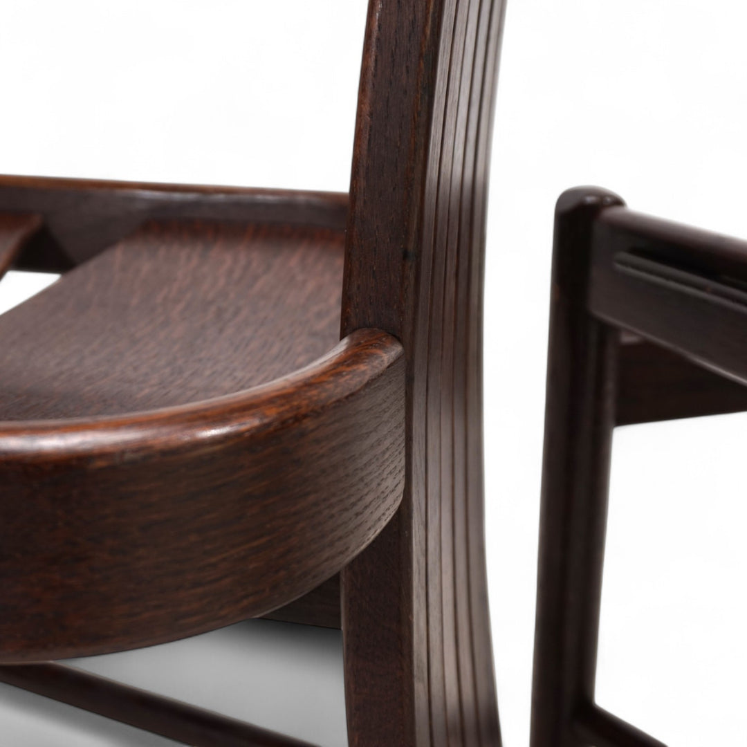 3er Set Allmilmö brutalistische Esszimmerstühle Eiche, 1980