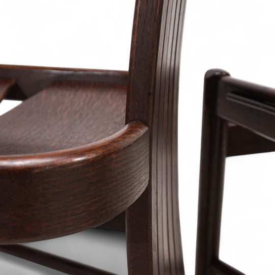 3er Set Allmilmö brutalistische Esszimmerstühle Eiche, 1980