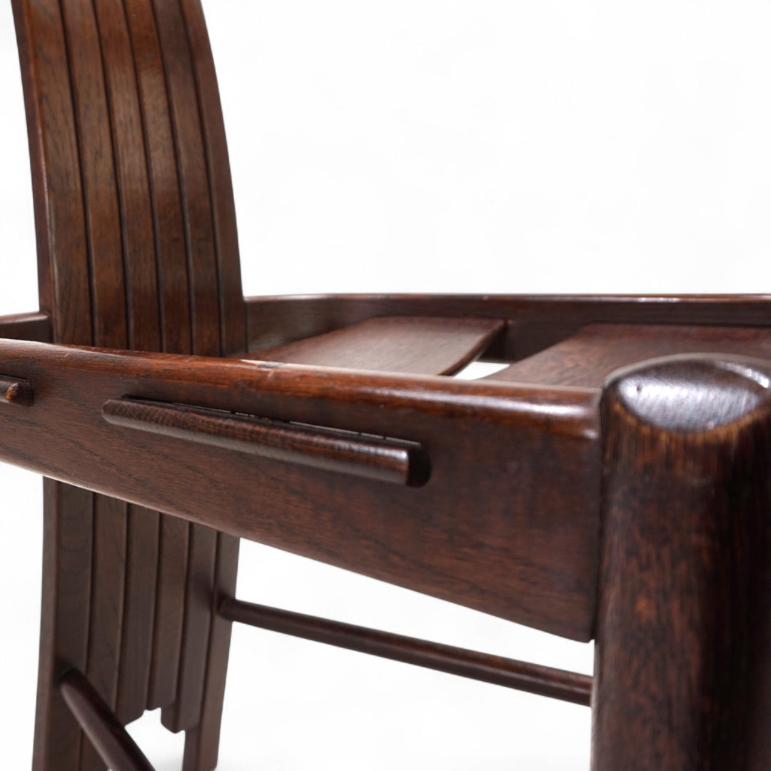 3er Set Allmilmö brutalistische Esszimmerstühle Eiche, 1980