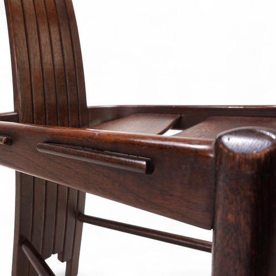 3er Set Allmilmö brutalistische Esszimmerstühle Eiche, 1980