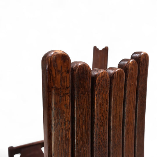 3er Set Allmilmö brutalistische Esszimmerstühle Eiche, 1980