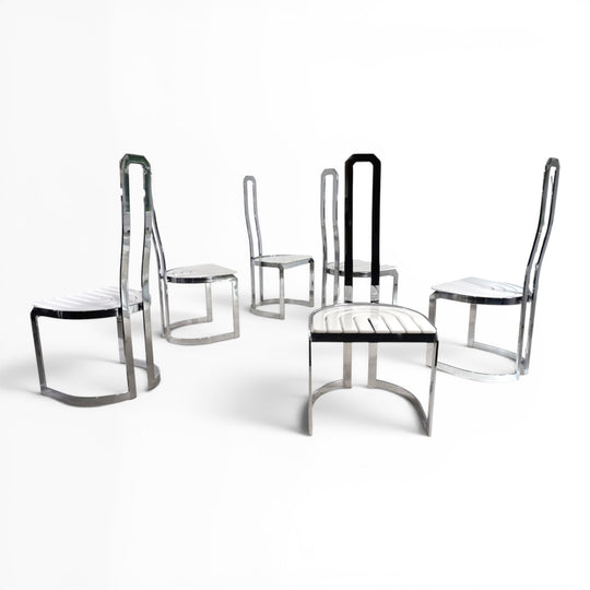 6er Set postmoderne Allmilmö Esszimmerstühle, 1980