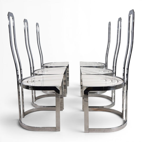 6er Set postmoderne Allmilmö Esszimmerstühle, 1980