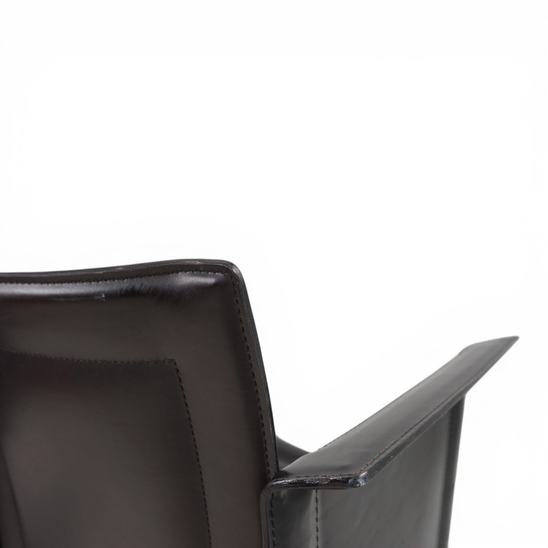 Set of 2 Arrben Solaria Black Leather Chairs by Tito Agnoli, 1970