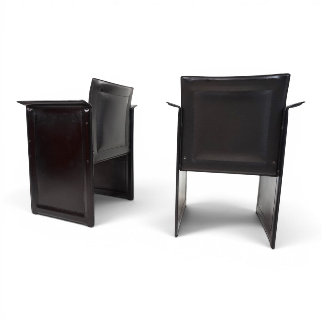 Set of 2 Arrben Solaria Black Leather Chairs by Tito Agnoli, 1970