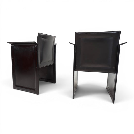 Set of 2 Arrben Solaria Black Leather Chairs by Tito Agnoli, 1970