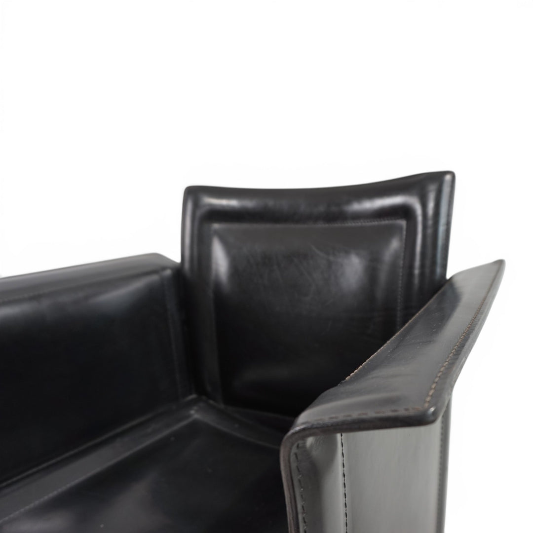 Set of 2 Arrben Solaria Black Leather Chairs by Tito Agnoli, 1970