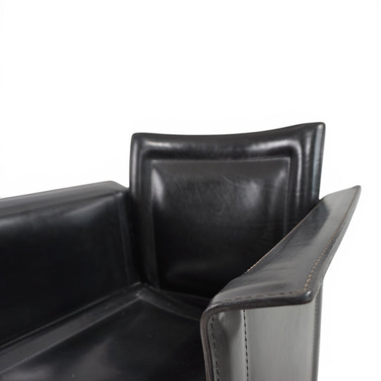 Set of 2 Arrben Solaria Black Leather Chairs by Tito Agnoli, 1970