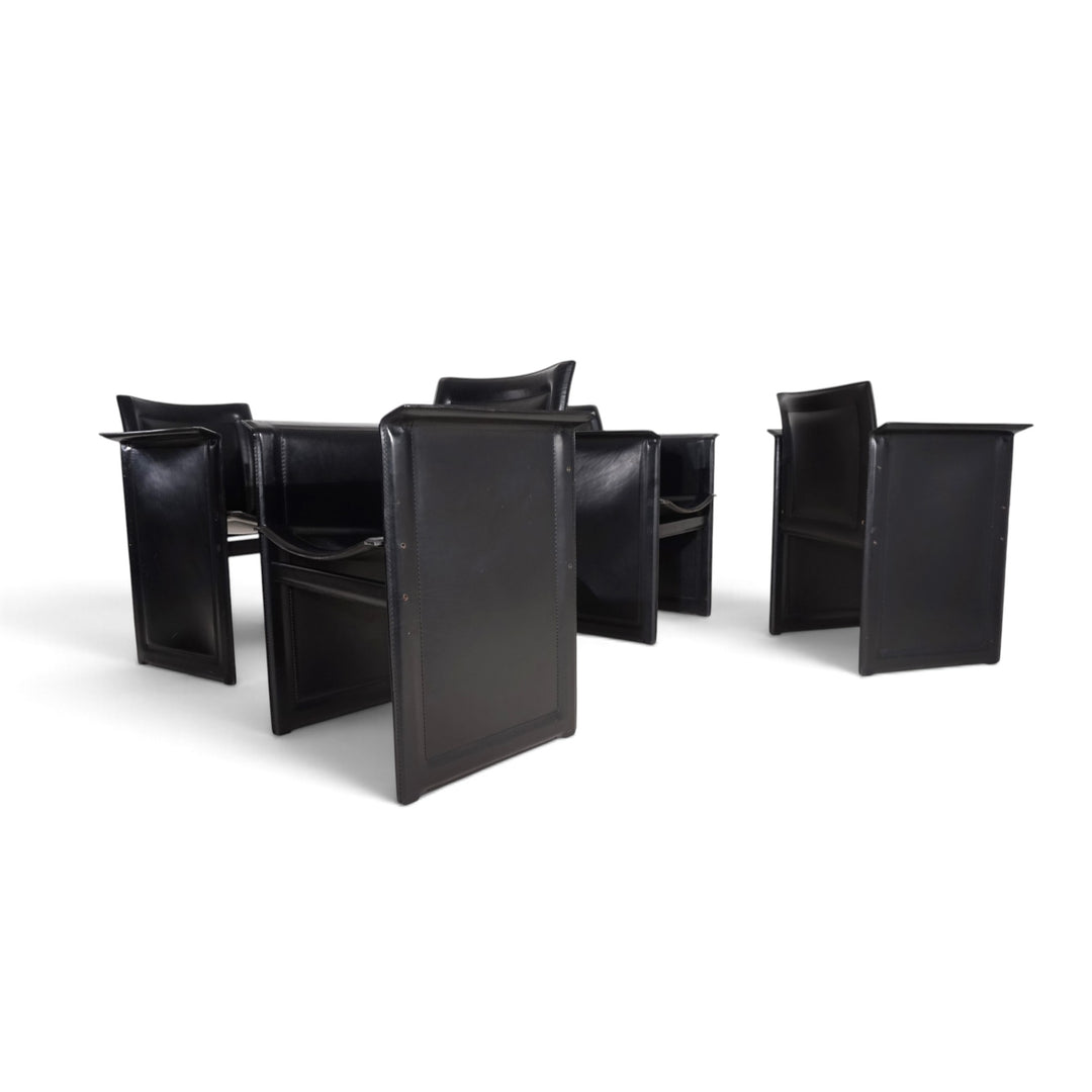 Arrben Solaria Leder Esszimmerstühle 4er Set von Tito Agnoli, 1970