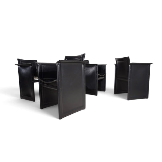 Arrben Solaria Leder Esszimmerstühle 4er Set von Tito Agnoli, 1970