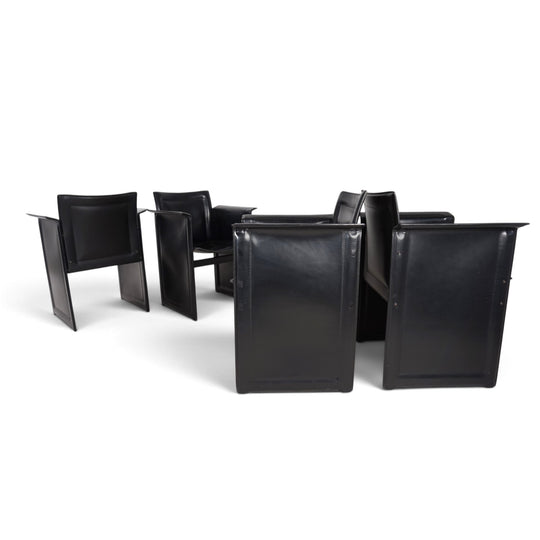 Arrben Solaria Leder Esszimmerstühle 4er Set von Tito Agnoli, 1970