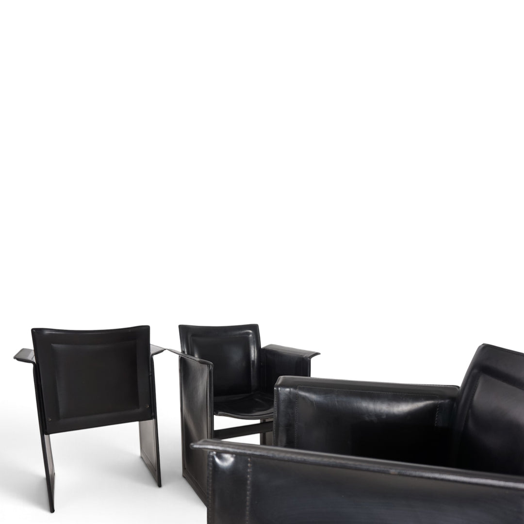 Arrben Solaria Leder Esszimmerstühle 4er Set von Tito Agnoli, 1970