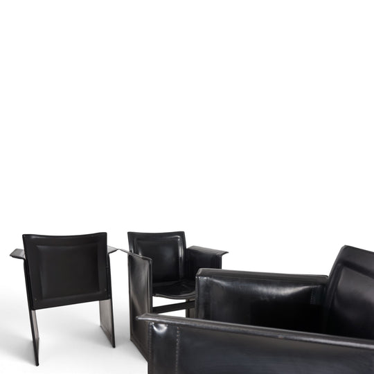 Arrben Solaria Leder Esszimmerstühle 4er Set von Tito Agnoli, 1970