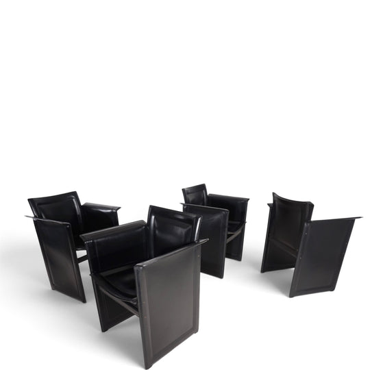Arrben Solaria Leder Esszimmerstühle 4er Set von Tito Agnoli, 1970