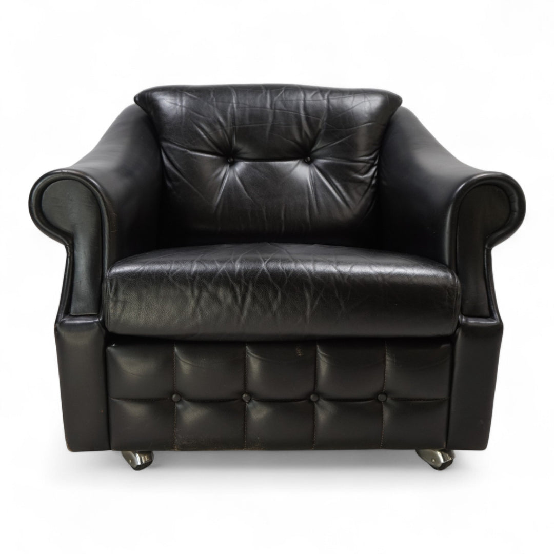 Französischer Art Deco Ledersessel, 1960