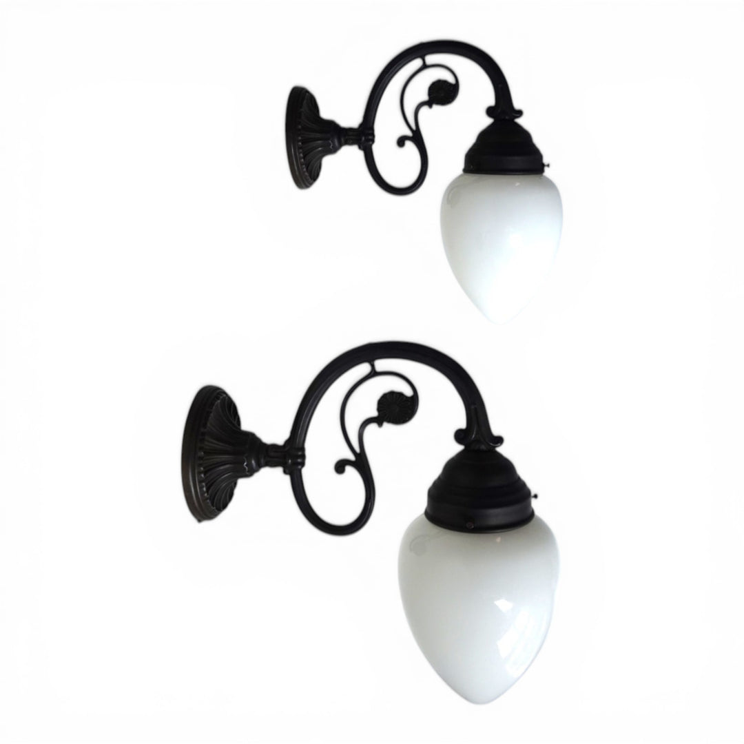 2er Set Art Nouveau Messing Wandlampen