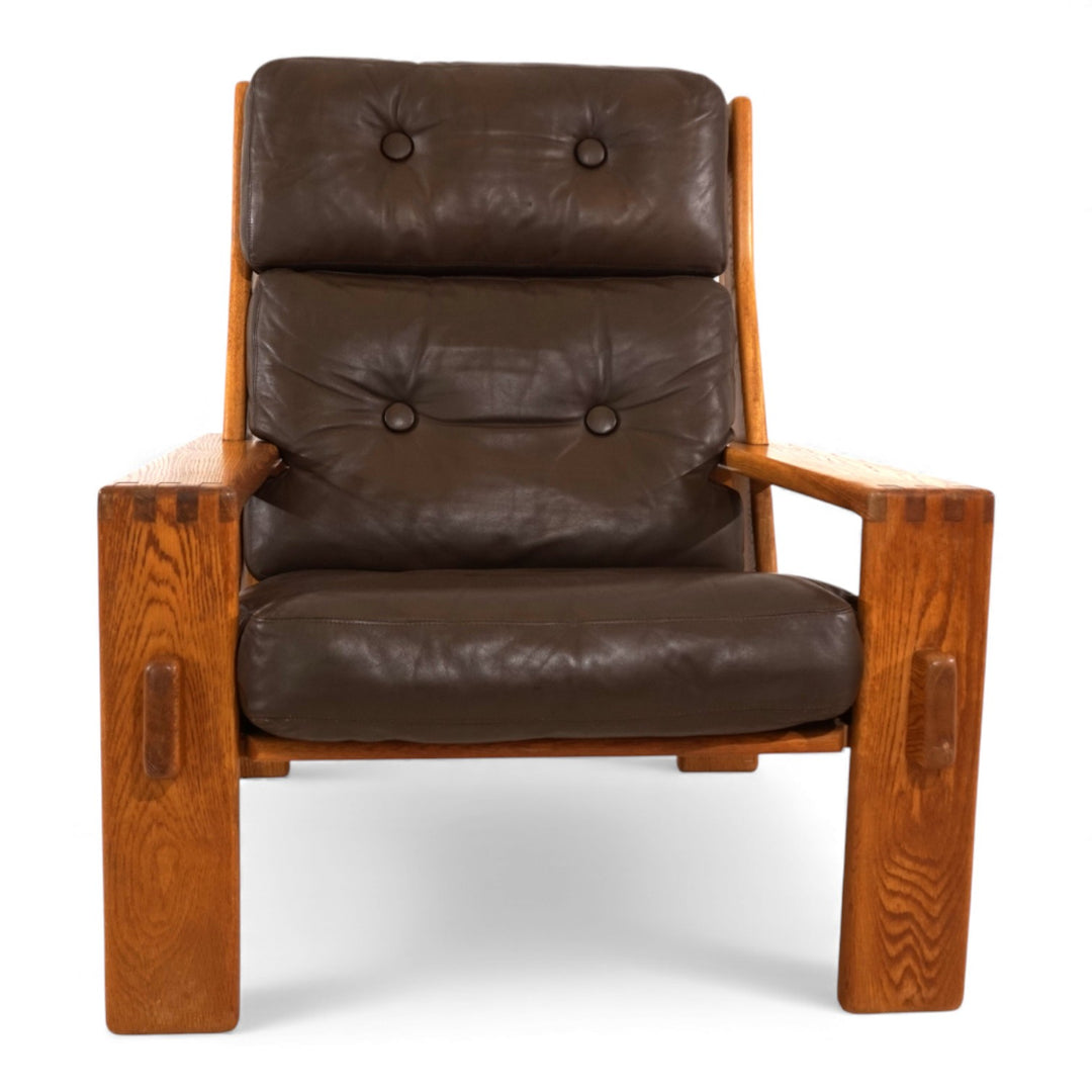 Asko Bonanza brauner Hochlehner Ledersessel von Esko Pajamies, 1960