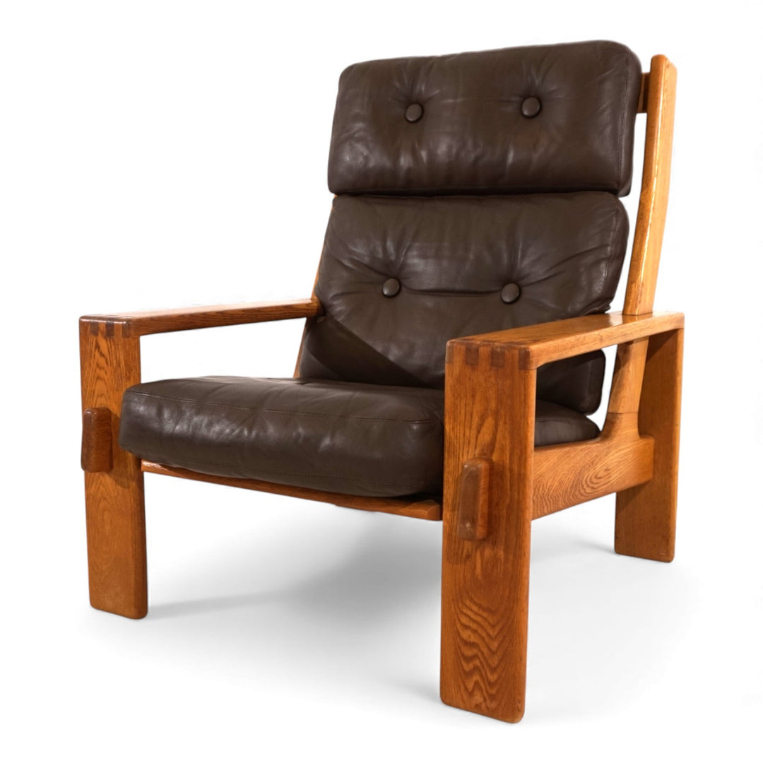 Asko Bonanza brauner Hochlehner Ledersessel von Esko Pajamies, 1960