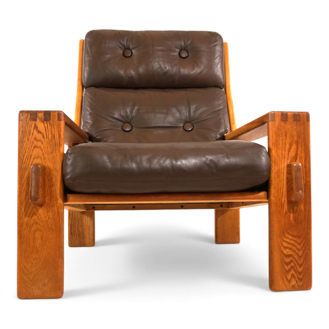 Asko Bonanza brauner Hochlehner Ledersessel von Esko Pajamies, 1960