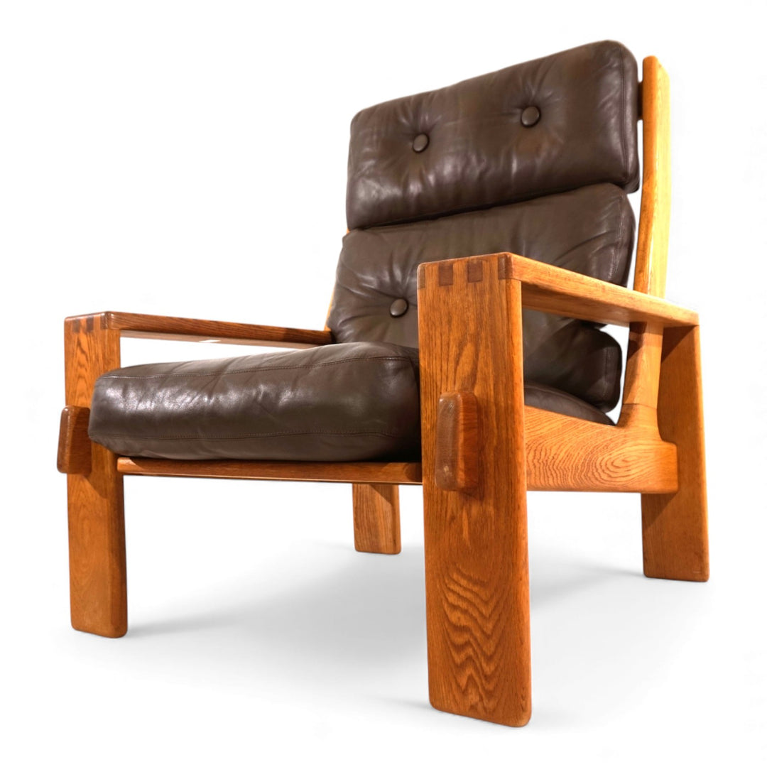 Asko Bonanza brauner Hochlehner Ledersessel von Esko Pajamies, 1960