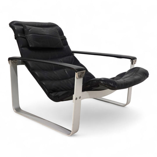 Asko Pulkka Leder Loungesessel von Ilmari Lappalainen, 1960