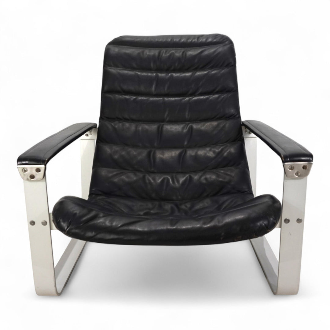 Asko Pulkka Leder Loungesessel von Ilmari Lappalainen, 1960