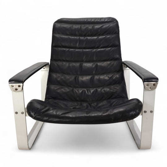 Asko Pulkka Leder Loungesessel von Ilmari Lappalainen, 1960