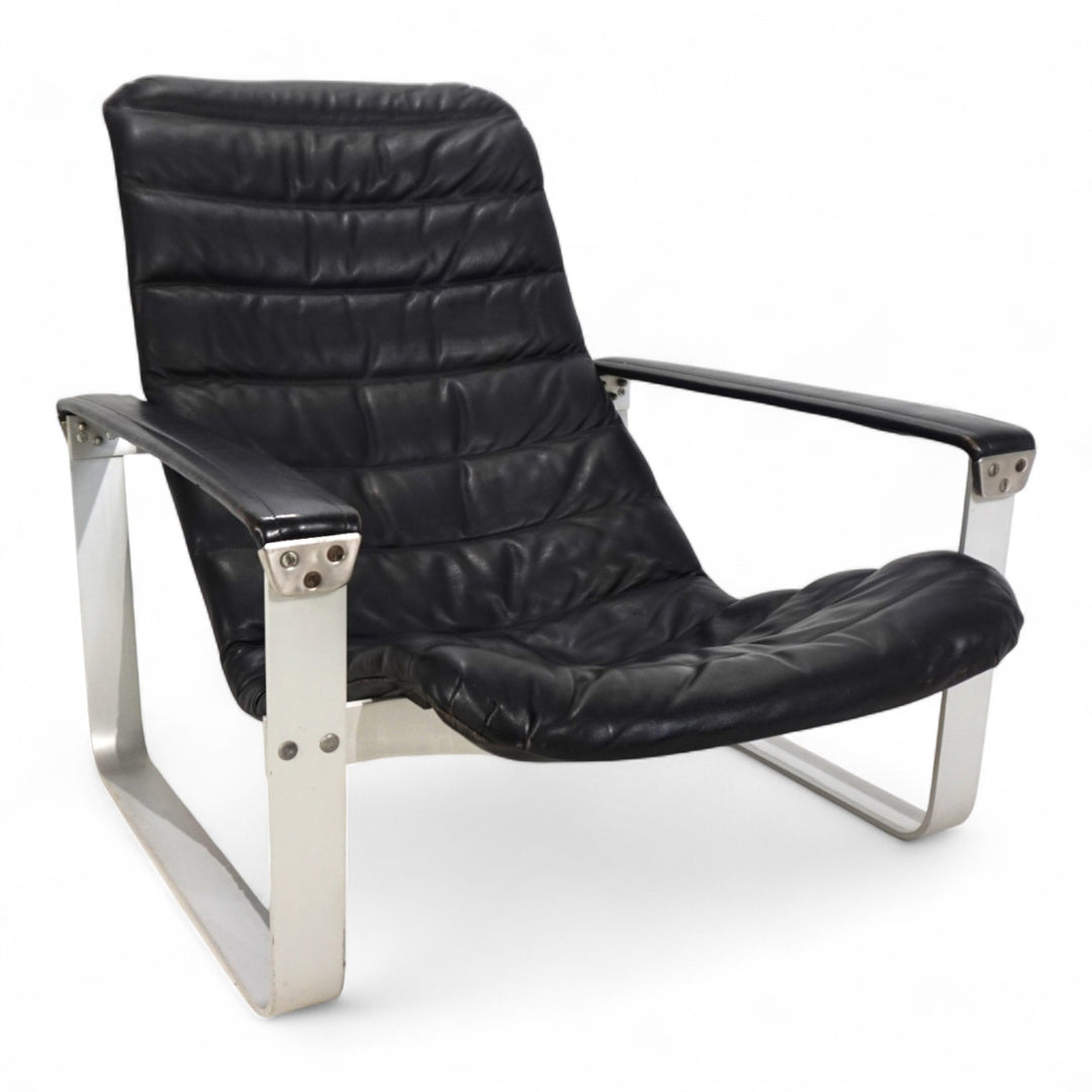 Asko Pulkka Leder Loungesessel von Ilmari Lappalainen, 1960