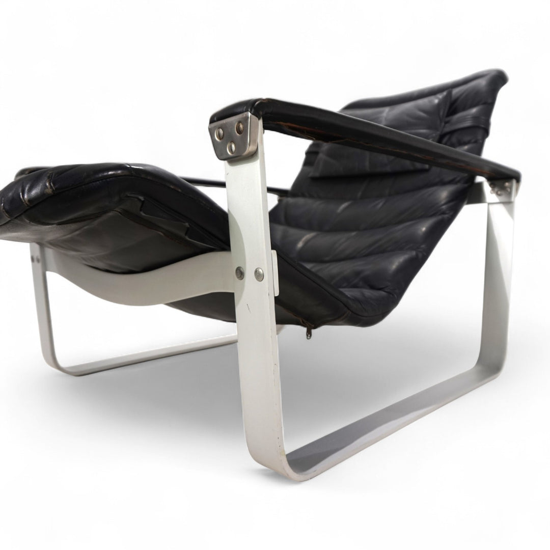 Asko Pulkka Leder Loungesessel von Ilmari Lappalainen, 1960