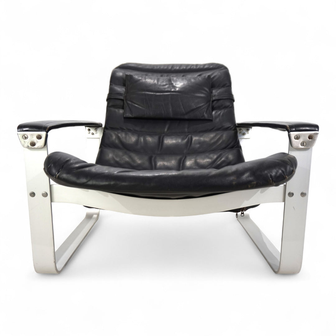 Asko Pulkka Leder Loungesessel von Ilmari Lappalainen, 1960