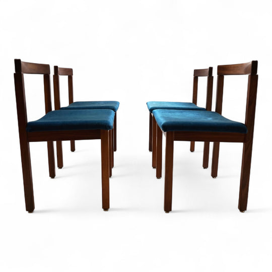 Asko Finland 4er Set Tectonia Esszimmerstühle von Jussi Peippo, 1960