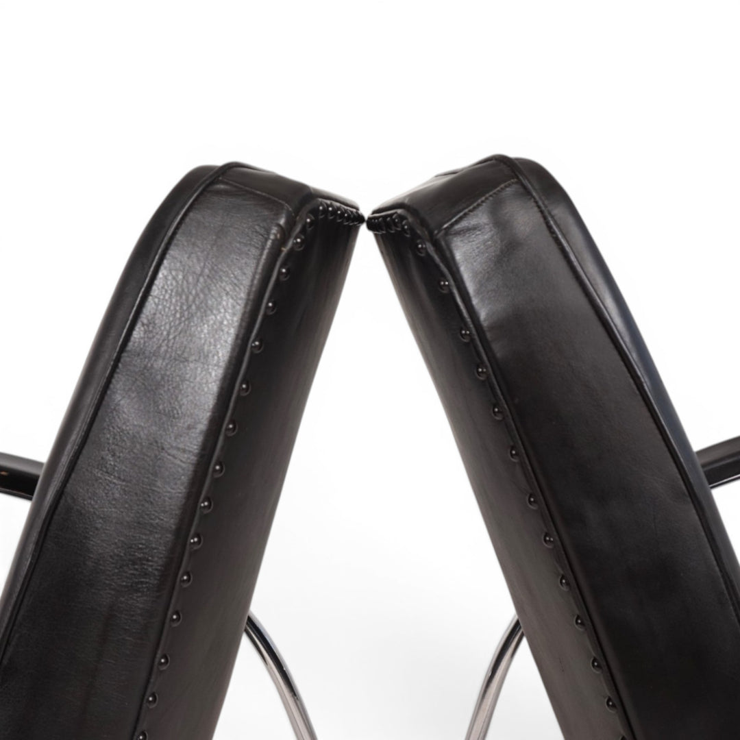 2er Set Bauhaus Streamline Leder Stahlrohrsessel, 1930