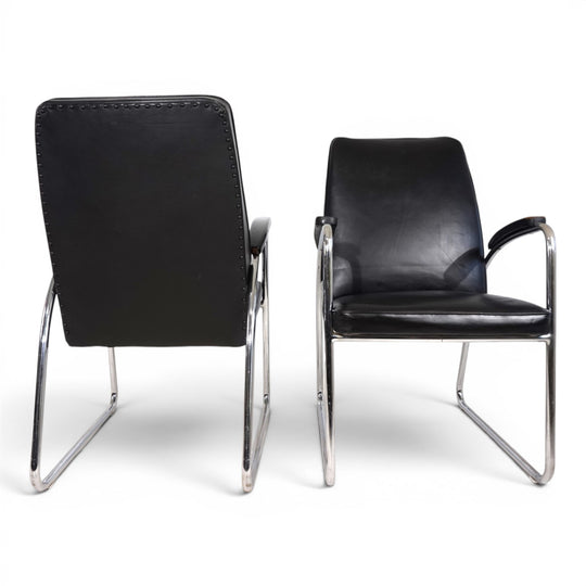 2er Set Bauhaus Streamline Leder Stahlrohrsessel, 1930