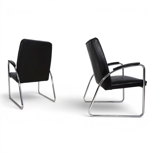2er Set Bauhaus Streamline Leder Stahlrohrsessel, 1930