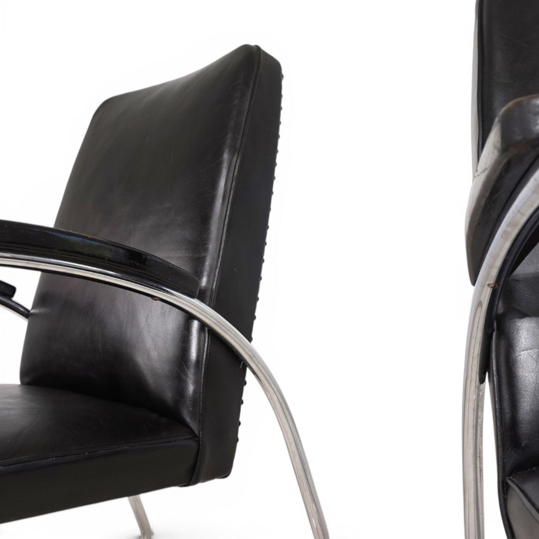 2er Set Bauhaus Streamline Leder Stahlrohrsessel, 1930