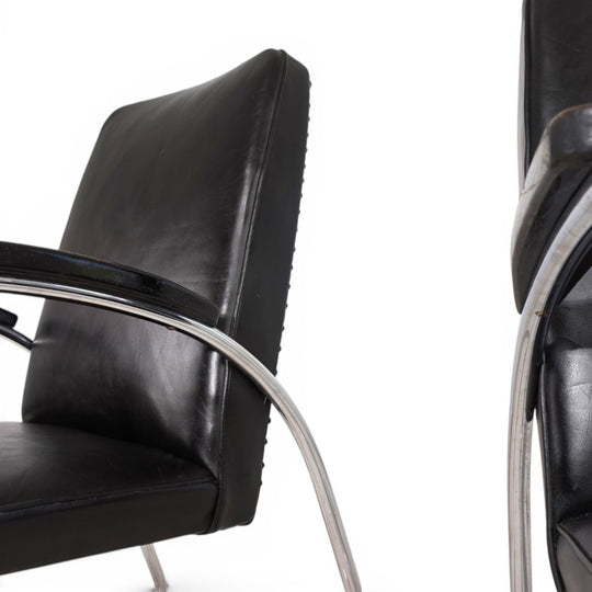 2er Set Bauhaus Streamline Leder Stahlrohrsessel, 1930