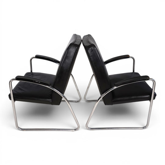 2er Set Bauhaus Streamline Leder Stahlrohrsessel, 1930