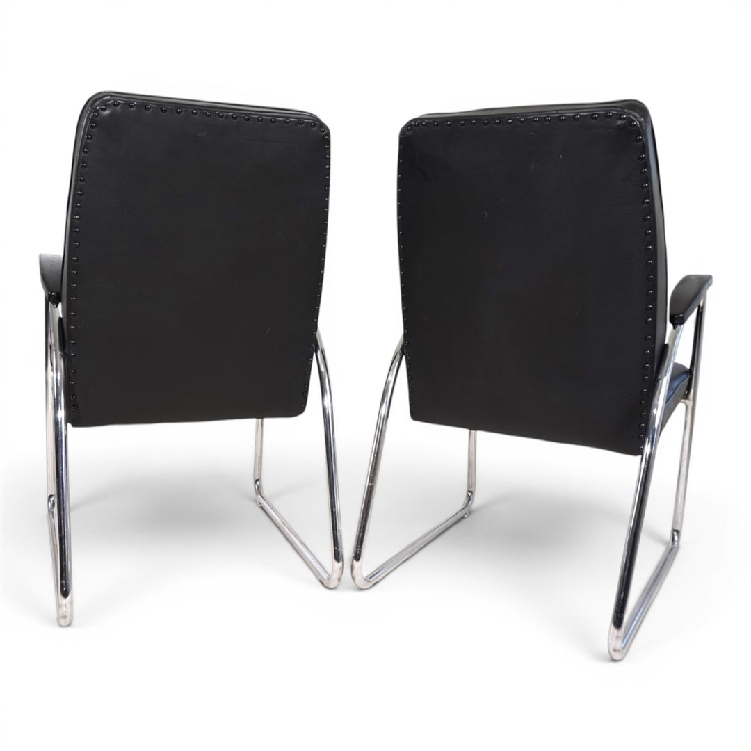 2er Set Bauhaus Streamline Leder Stahlrohrsessel, 1930