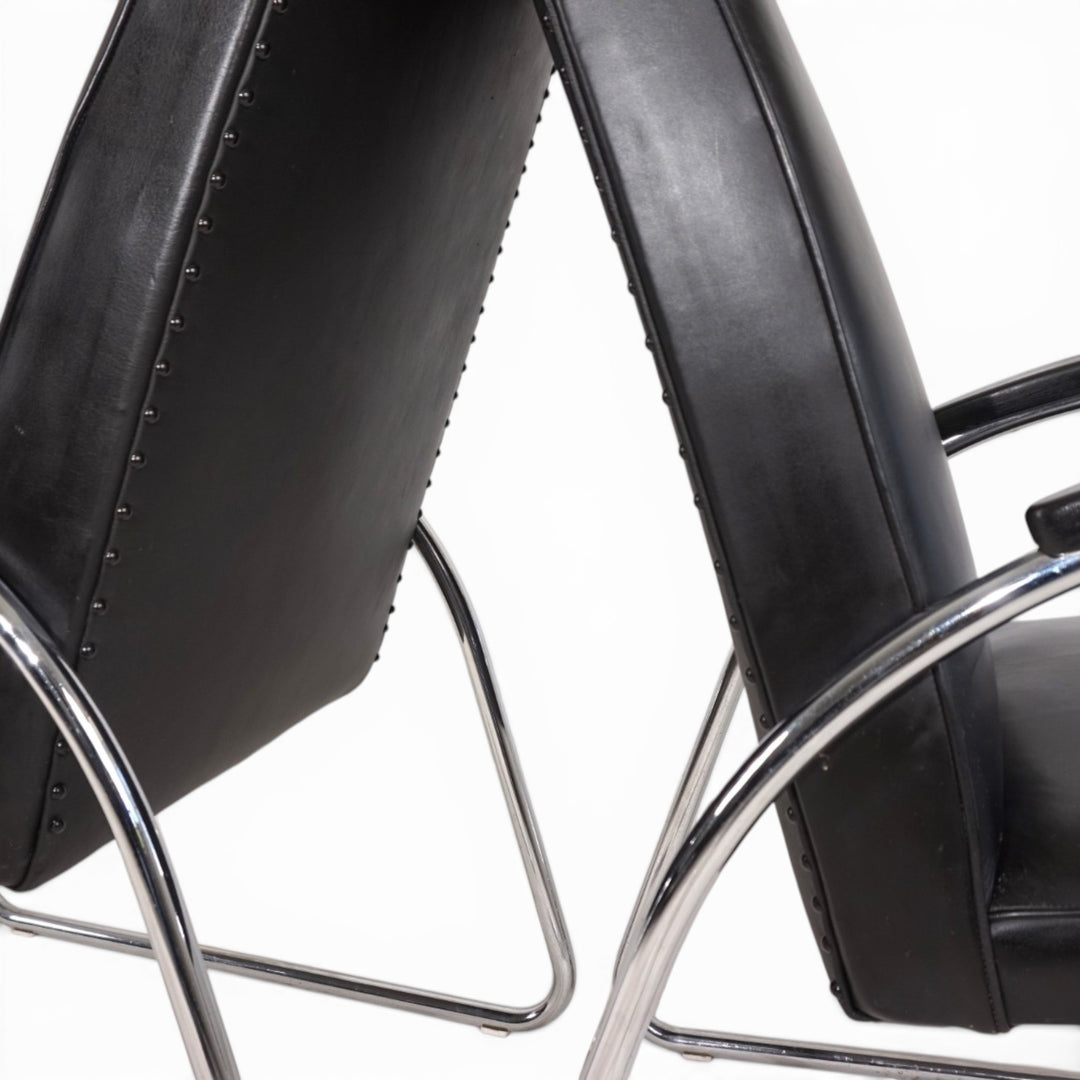 2er Set Bauhaus Streamline Leder Stahlrohrsessel, 1930