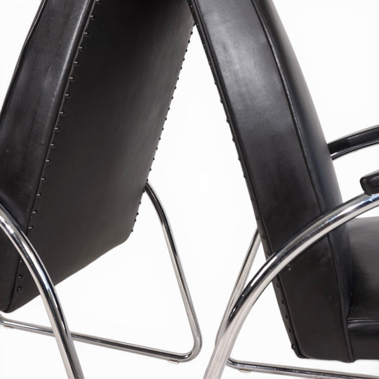 2er Set Bauhaus Streamline Leder Stahlrohrsessel, 1930
