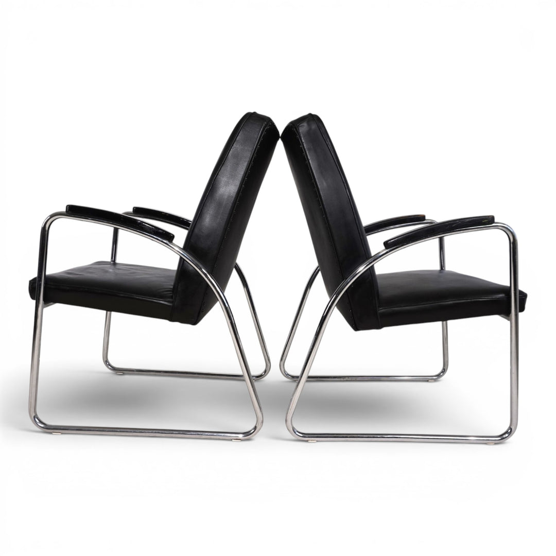 2er Set Bauhaus Streamline Leder Stahlrohrsessel, 1930