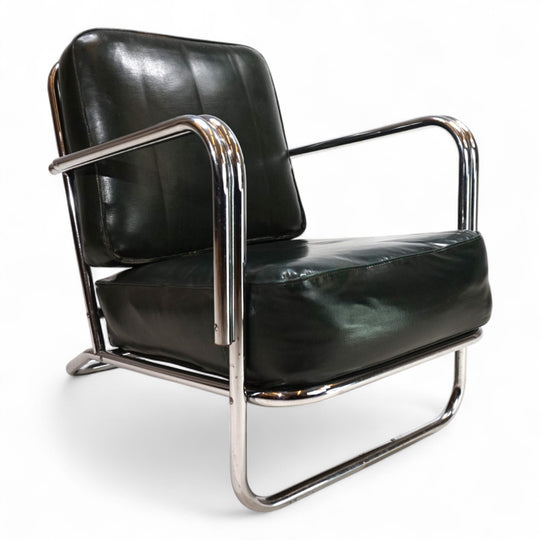 Art Deco Stahlrohr Sessel im Stil Gilbert Rhode Troy Sunshade, 1930