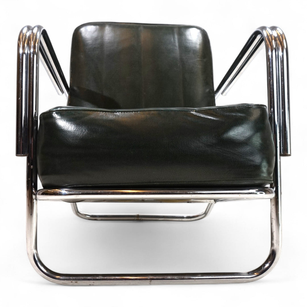 Art Deco Stahlrohr Sessel im Stil Gilbert Rhode Troy Sunshade, 1930