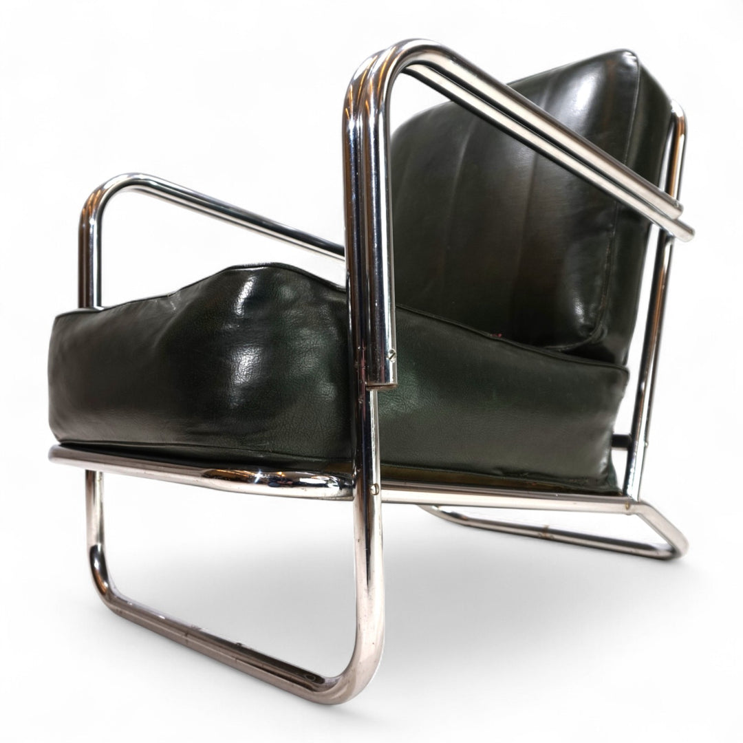 Art Deco Stahlrohr Sessel im Stil Gilbert Rhode Troy Sunshade, 1930