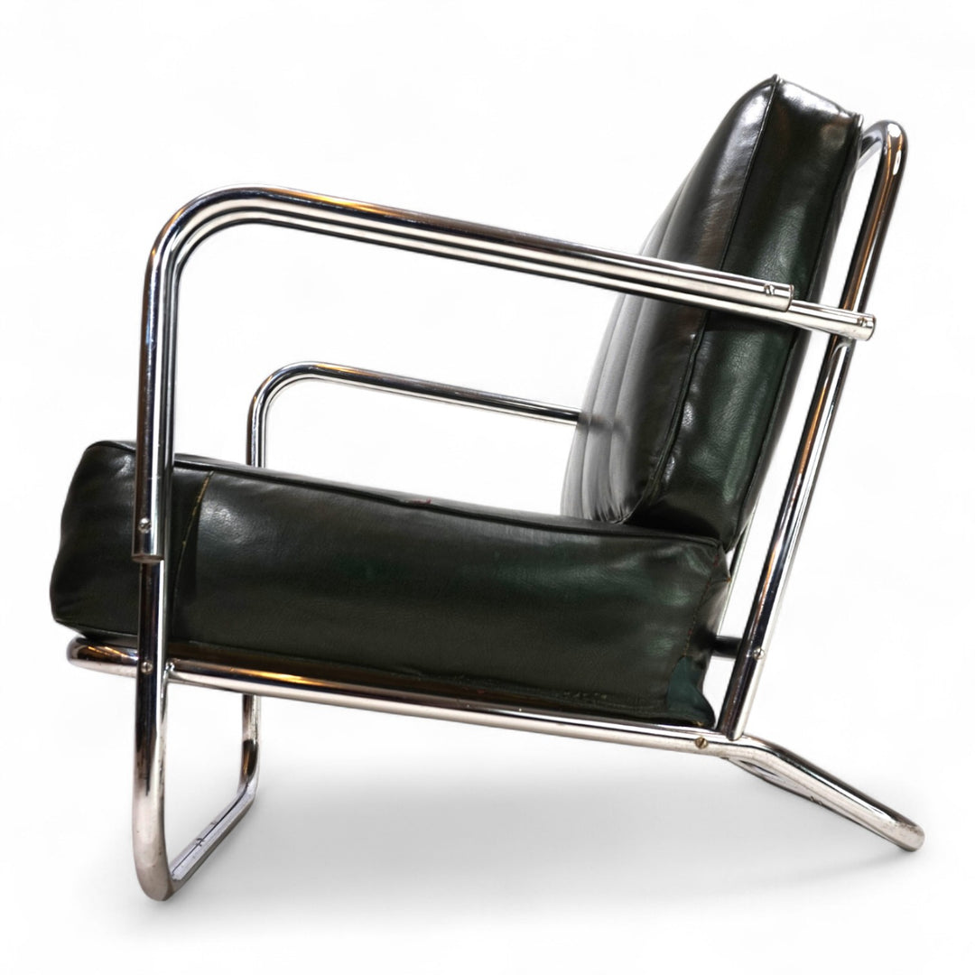 Art Deco Stahlrohr Sessel im Stil Gilbert Rhode Troy Sunshade, 1930