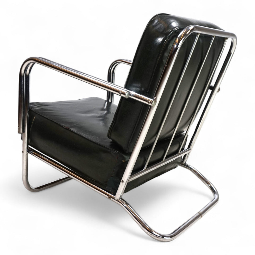 Art Deco Stahlrohr Sessel im Stil Gilbert Rhode Troy Sunshade, 1930