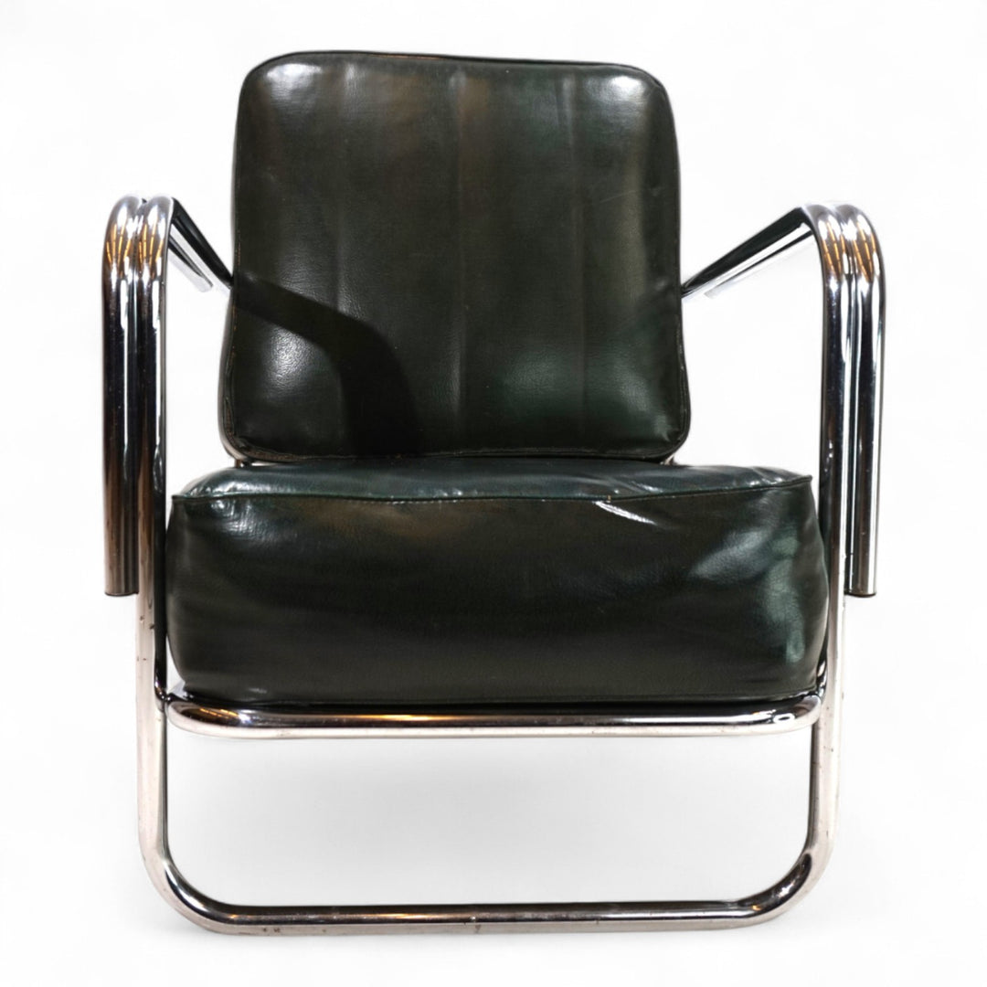 Art Deco Stahlrohr Sessel im Stil Gilbert Rhode Troy Sunshade, 1930