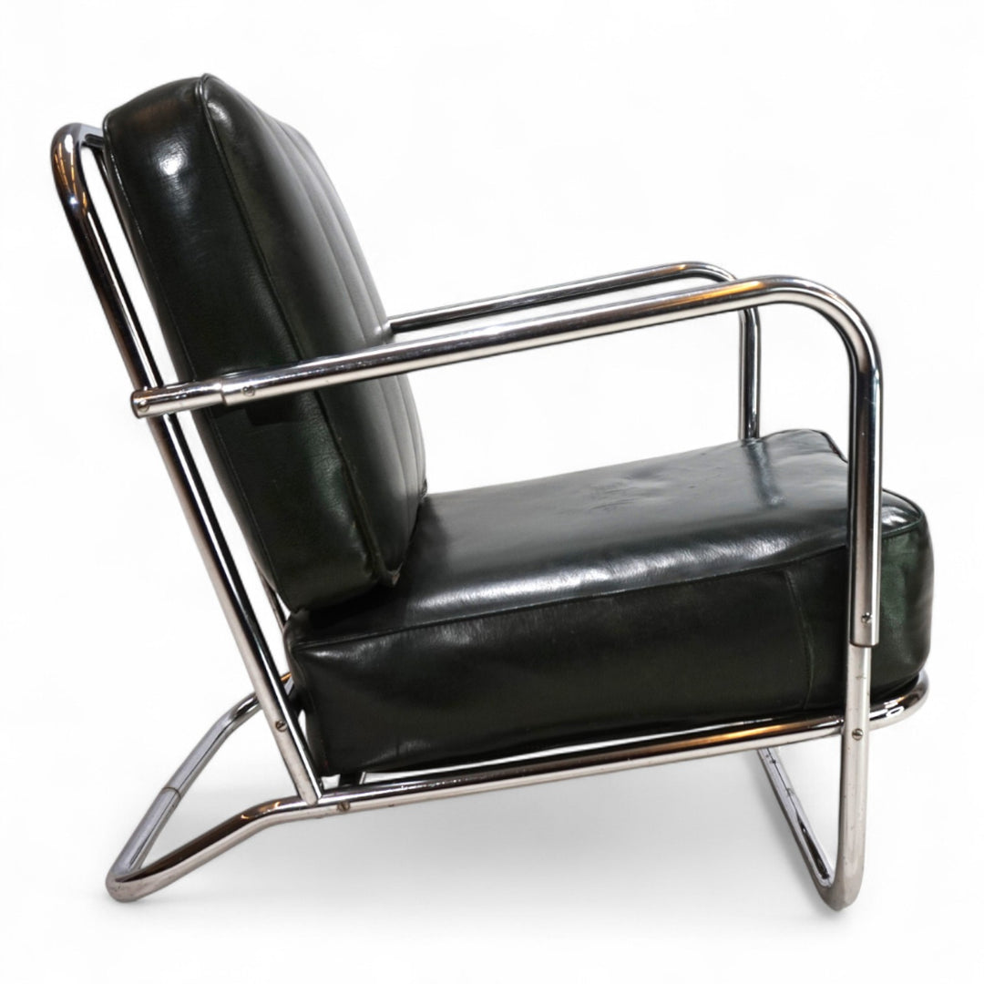 Art Deco Stahlrohr Sessel im Stil Gilbert Rhode Troy Sunshade, 1930