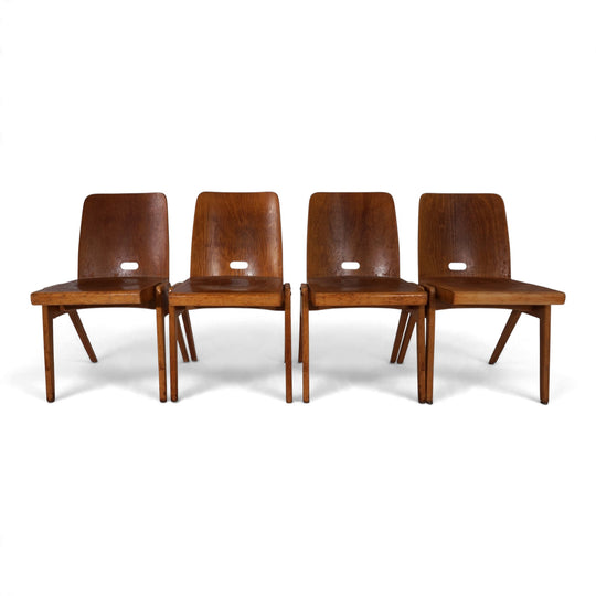 4er Set Esszimmerstühle Bauhaus inspiriert, stapelbar, 1950