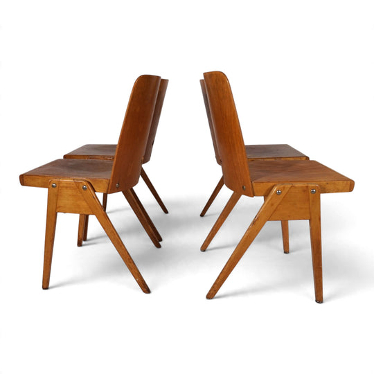 4er Set Esszimmerstühle Bauhaus inspiriert, stapelbar, 1950